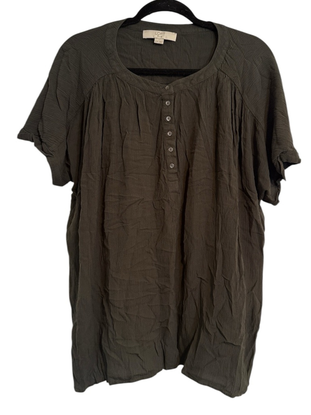 🖤 Loft Plus Dark Green Short Sleeve Blouse